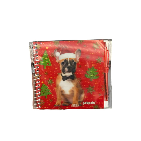 Holiday French Bulldog Petpals Notebook & Pen Set - Picture 4 of 6